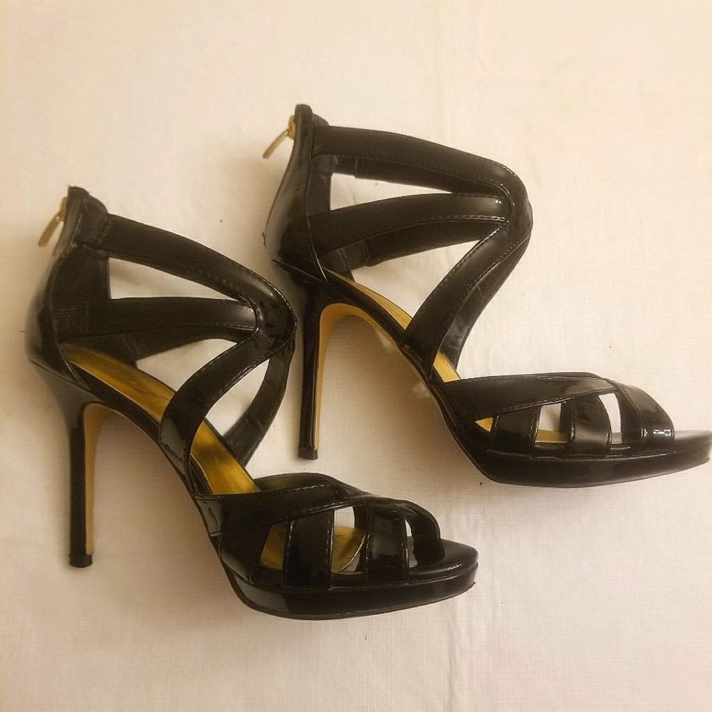 Marc Fisher Kiro2 Dress Open Toe Sandal Stiletto Heels Strappy Black Size 8.5